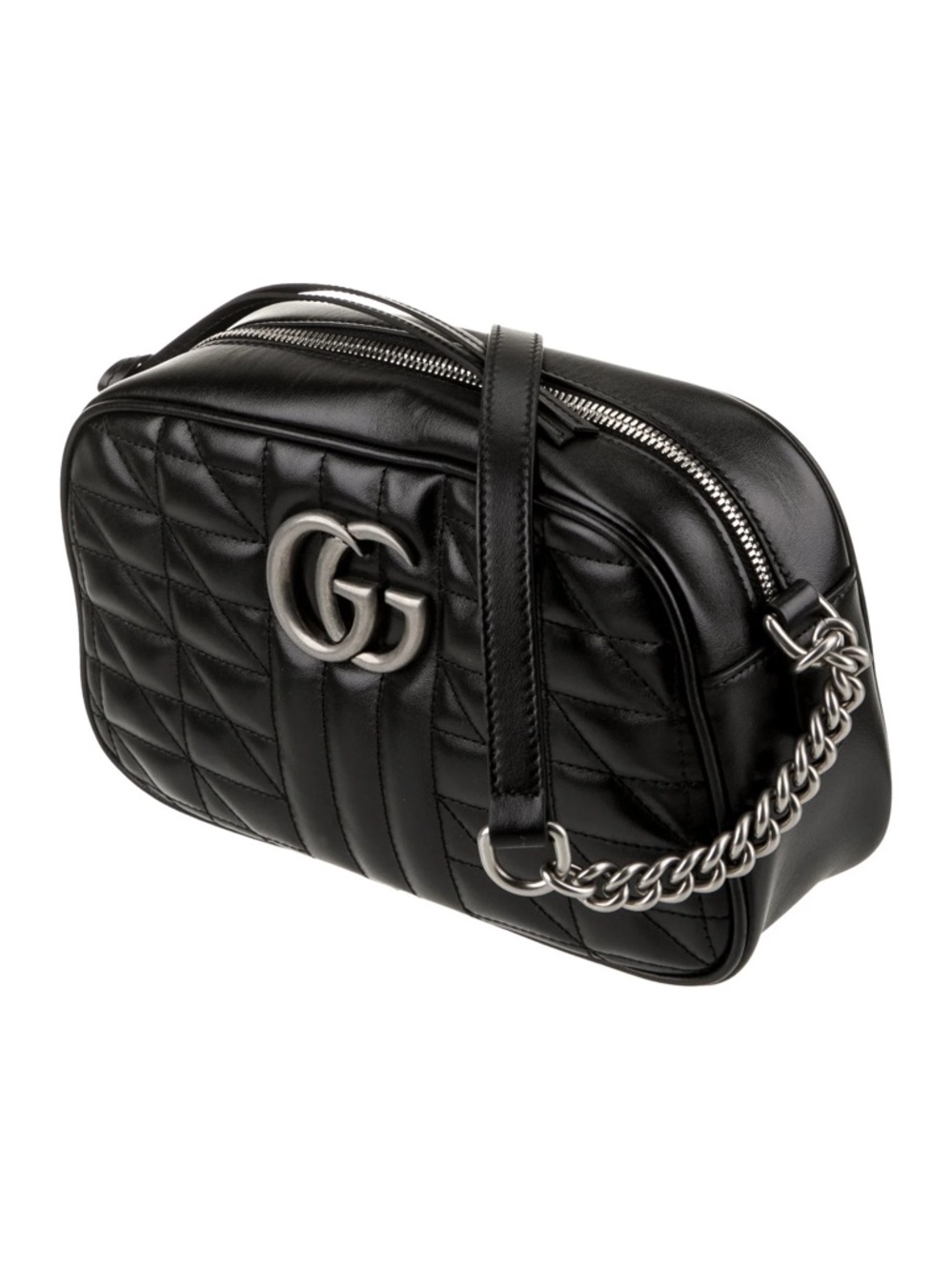 Gucci Black Quilted GG Marmont Crossbody